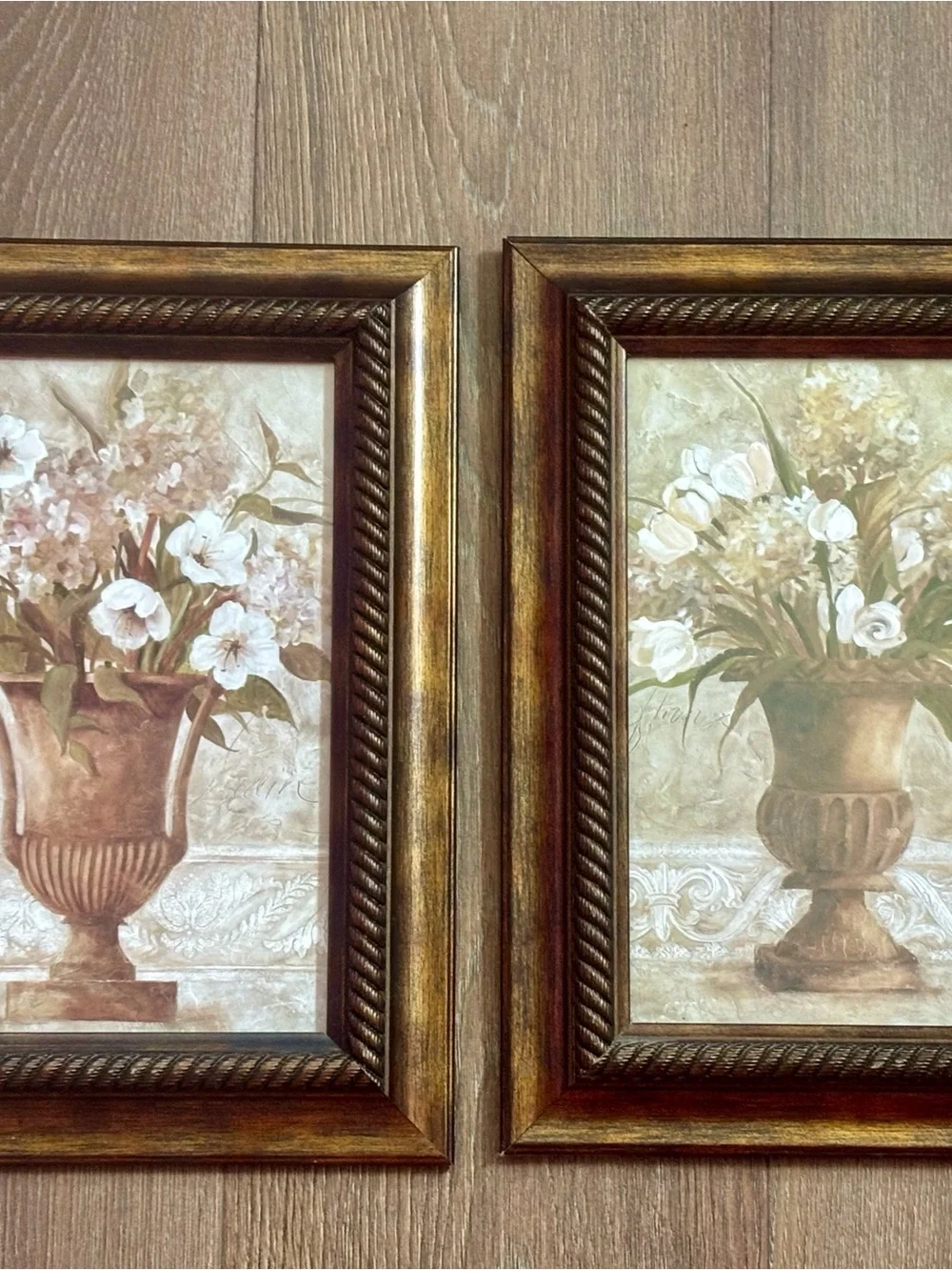 Vintage floral painting set by Carol Robinson Framed- 17” height